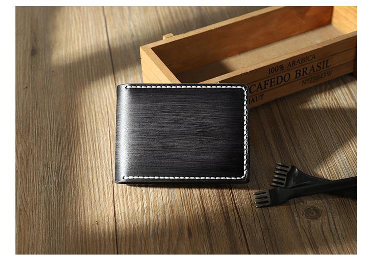 Handmade Coffee Leather Mens Licenses Wallet Personalize Bifold License Card Wallets for Men