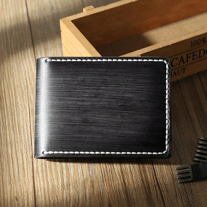 Handmade Black Leather Mens Licenses Wallet Personalize Bifold License Card Wallets for Men