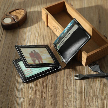 Handmade Coffee Leather Mens Licenses Wallet Personalize Bifold License Card Wallets for Men