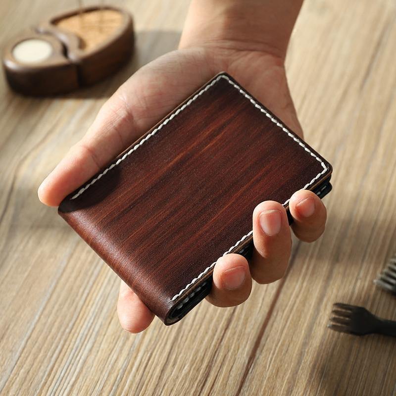 Handmade Black Leather Mens Licenses Wallet Personalize Bifold License Card Wallets for Men