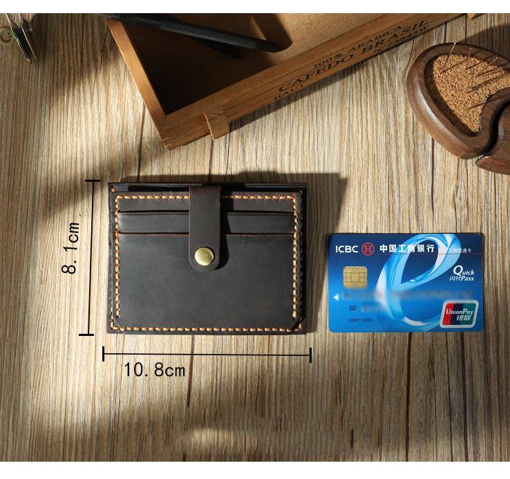 Handmade Black Leather Mens Slim Front Pocket Wallet Personalized Slim Card Wallets for Men