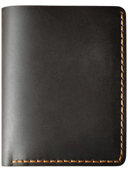 Handmade Black Leather Mens Trifold Billfold Personalized Trifold Small Wallets for Men