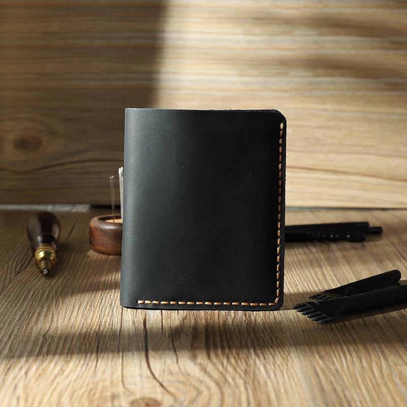 Handmade Coffee Leather Mens Trifold Billfold Personalized Trifold Small Wallets for Men