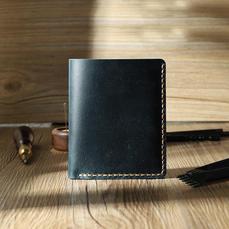 Handmade Coffee Leather Mens Trifold Billfold Personalized Trifold Small Wallets for Men