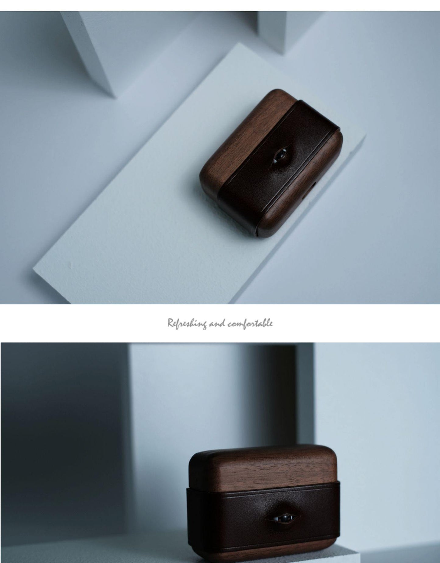 Handmade Coffee Leather Wood AirPods Pro Case with Eye Custom Leather AirPods Pro Case Airpod Case Cover