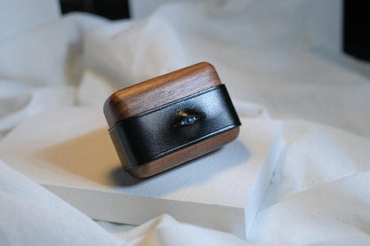 Handmade Coffee Leather Wood AirPods Pro Case with Eye Custom Leather AirPods Pro Case Airpod Case Cover