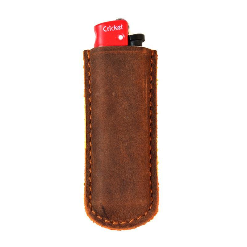 Handmade Cricket Brown Leather Lighter Case Leather Cricket Lighter Holder Leather Cricket Lighter Covers For Men