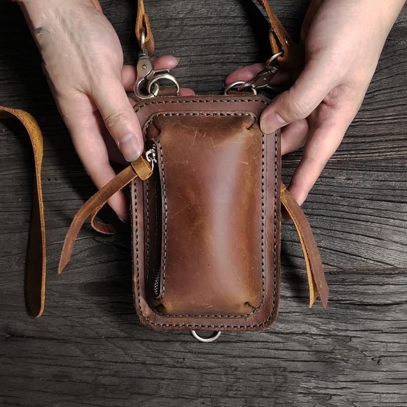 Handmade LEATHER MEN Sling Bag Belt Pouch Waist BAG MIni Side Bag Belt Bag FOR MEN