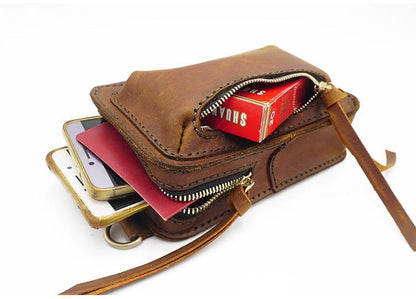 Handmade LEATHER MEN Sling Bag Belt Pouch Waist BAG MIni Side Bag Belt Bag FOR MEN