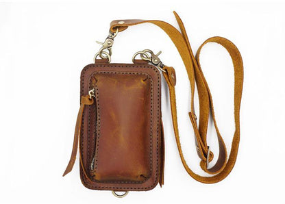 Handmade LEATHER MEN Sling Bag Belt Pouch Waist BAG MIni Side Bag Belt Bag FOR MEN