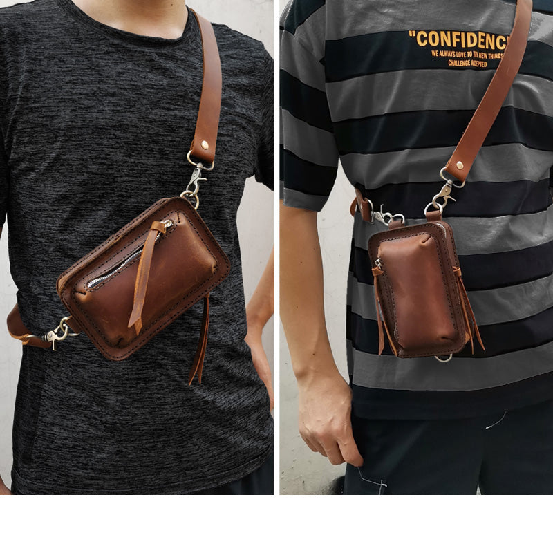 Handmade Green LEATHER MEN Belt Pouch Waist BAG MIni Green Side Bag Belt Bag FOR MEN