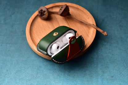 Handmade Green Leather AirPods Pro Case Leather AirPods Case Airpod Case Cover