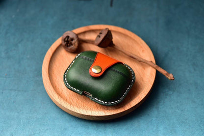 Handmade Green Leather AirPods Pro Case Leather AirPods Case Airpod Case Cover