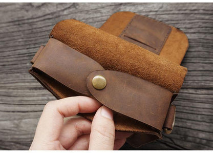 Handmade LEATHER MEN Belt Pouch Brown Waist BAG MIni Side Bag Belt Bag FOR MEN