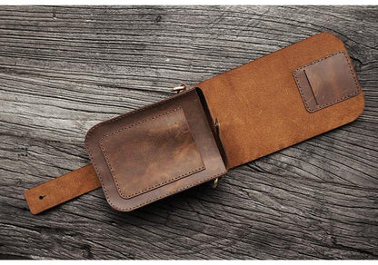 Handmade LEATHER MEN Belt Pouch Brown Waist BAG MIni Side Bag Belt Bag FOR MEN