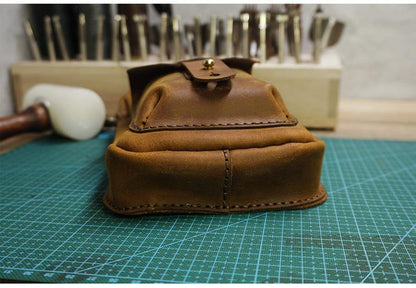 Handmade LEATHER MEN Belt Pouch Waist BAG MIni Side Bag Brown Belt Bag FOR MEN