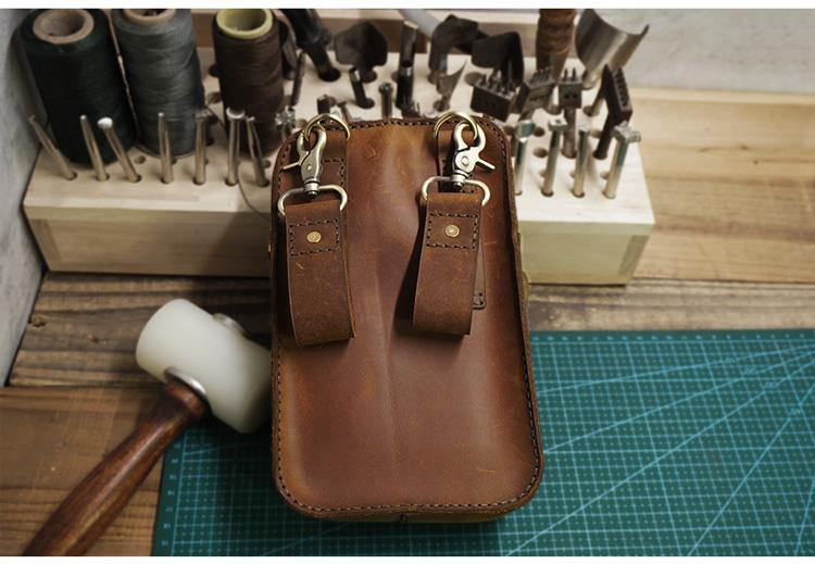 Handmade Brown LEATHER MEN Belt Pouch Waist BAG MIni Side Bag Brown Belt Bag FOR MEN