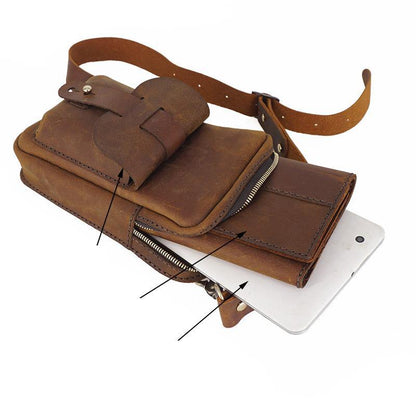 Handmade LEATHER MEN Belt Pouch Waist BAG MIni Side Bag Brown Belt Bag FOR MEN