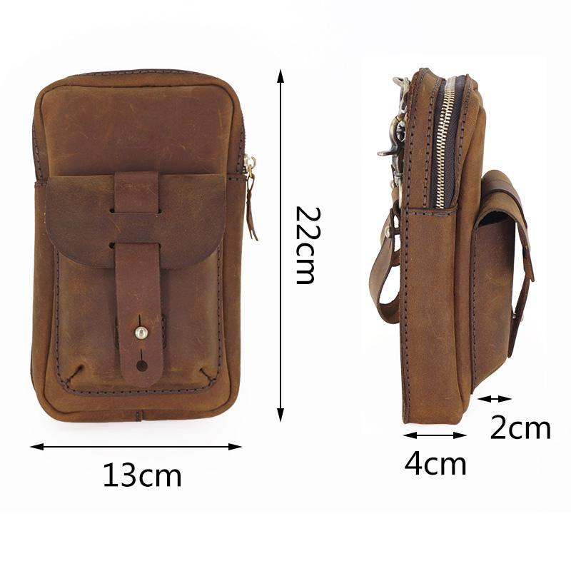 Handmade LEATHER MEN Belt Pouch Waist BAG MIni Side Bag Brown Belt Bag FOR MEN