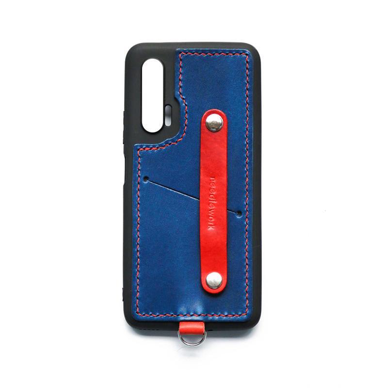 Handmade Blue Leather Huawei Nova 6 Case with Card Holder CONTRAST COLOR Huawei Nova 6 Leather Case