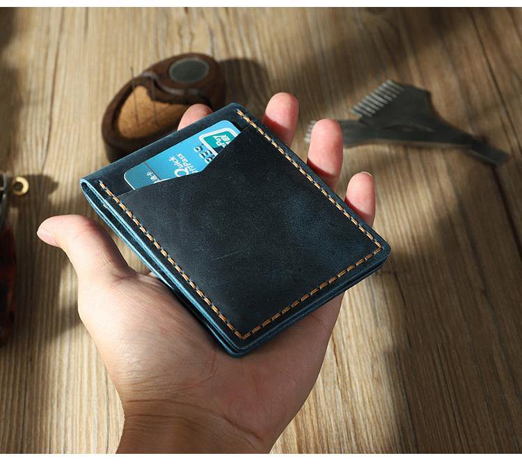 Handmade Black Leather Mens License Wallet Personalize Bifold License Card Wallets for Men