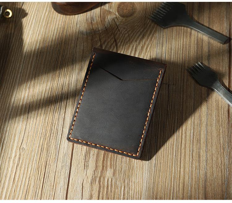 Handmade Coffee Leather Mens License Wallet Personalize Bifold License Card Wallets for Men