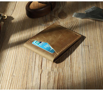 Handmade Coffee Leather Mens License Wallet Personalize Bifold License Card Wallets for Men