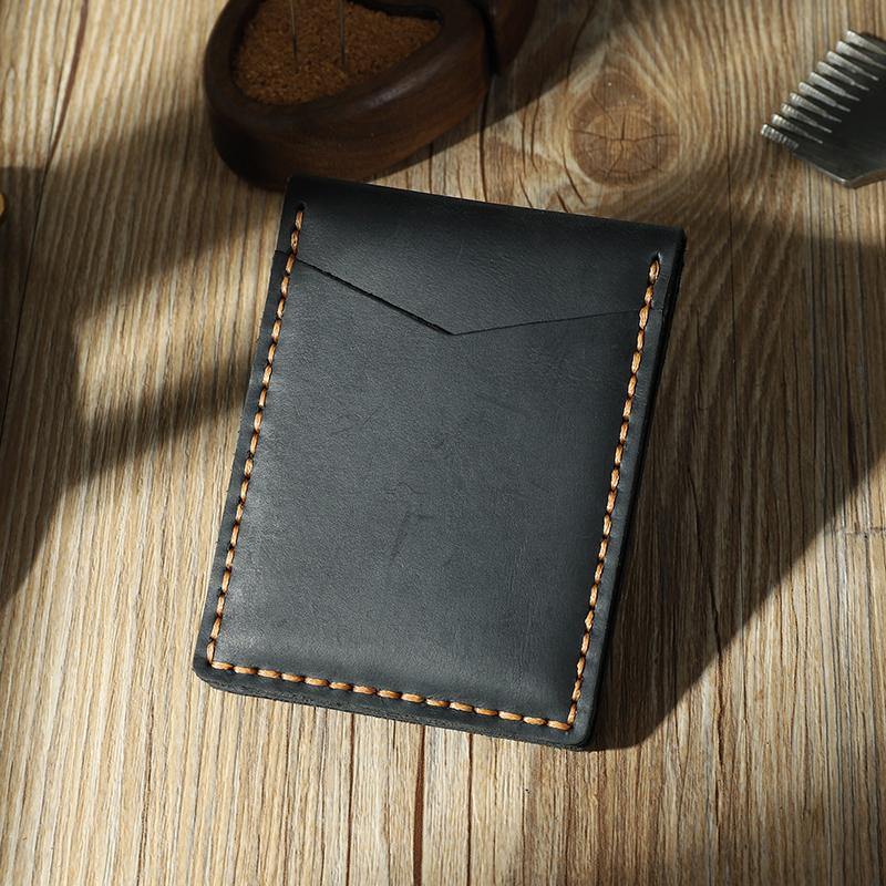 Handmade Coffee Leather Mens License Wallet Personalize Bifold License Card Wallets for Men