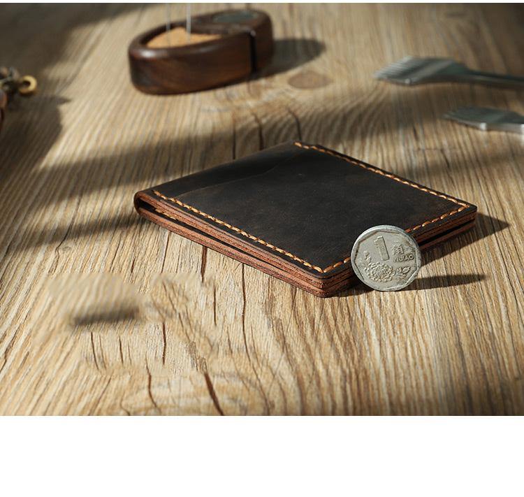 Handmade Coffee Leather Mens License Wallet Personalize Bifold License Card Wallets for Men