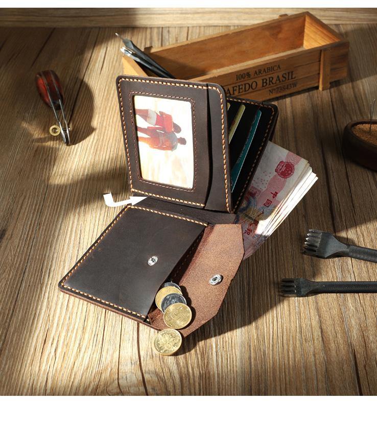 Handmade Leather Mens Trifold Billfold Wallet Personalize Trifold Small Wallets for Men