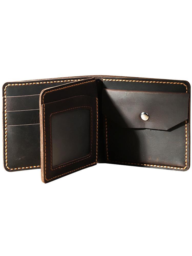 Handmade Leather Mens Trifold Billfold Wallet Personalize Trifold Small Wallets for Men