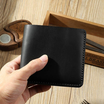 Handmade Coffee Leather Trifold Billfold Wallet Personalized Mens Trifold Wallets for Men