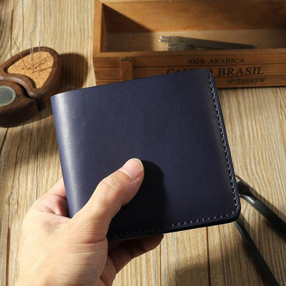 Handmade Black Leather Trifold Billfold Wallet Personalized Mens Trifold Wallets for Men