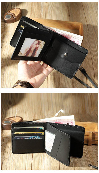 Handmade Coffee Leather Trifold Billfold Wallet Personalized Mens Trifold Wallets for Men