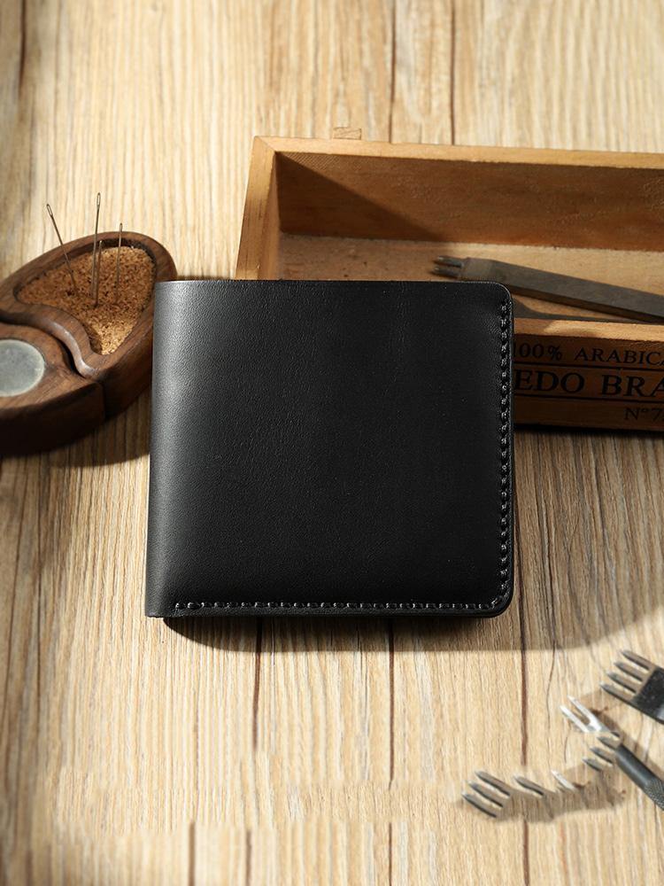 Handmade Coffee Leather Trifold Billfold Wallet Personalized Mens Trifold Wallets for Men