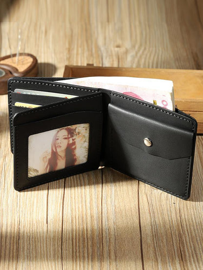 Handmade Leather Trifold Billfold Wallet Personalized Mens Trifold Wallets for Men