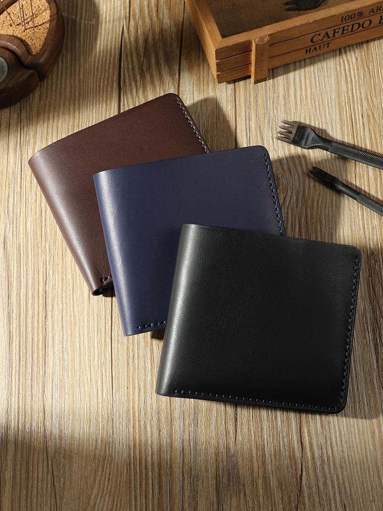 Handmade Leather Trifold Billfold Wallet Personalized Mens Trifold Wallets for Men