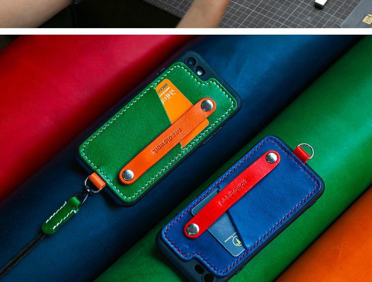 Handmade Leather iPhone SE2 SE Case with Card Holder CONTRAST COLOR iPhone SE Leather Case