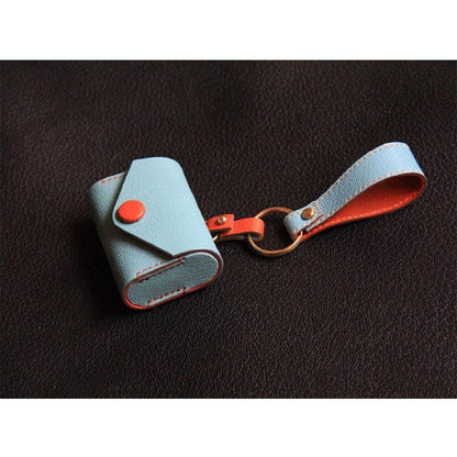 Handmade Light Blue Leather AirPods Case with Keyring Leather AirPods Case Airpod Case Cover