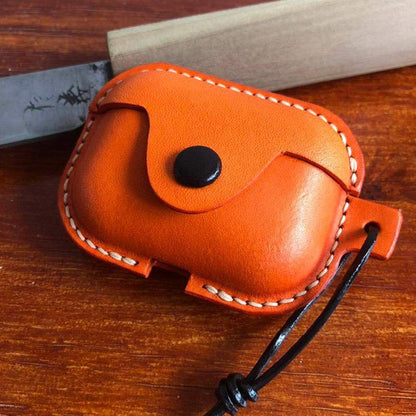 Handmade Orange Leather AirPods Pro Case Leather AirPods Case Airpod Case Cover