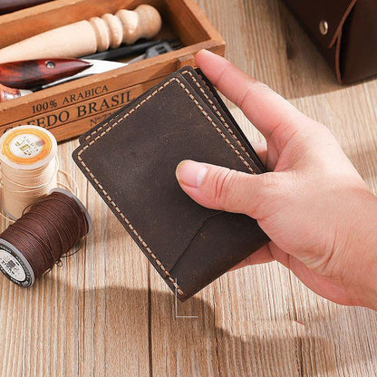 Handmade Coffee Leather Mens Licenses Wallet Personalized Bifold License Cards Wallets for Men