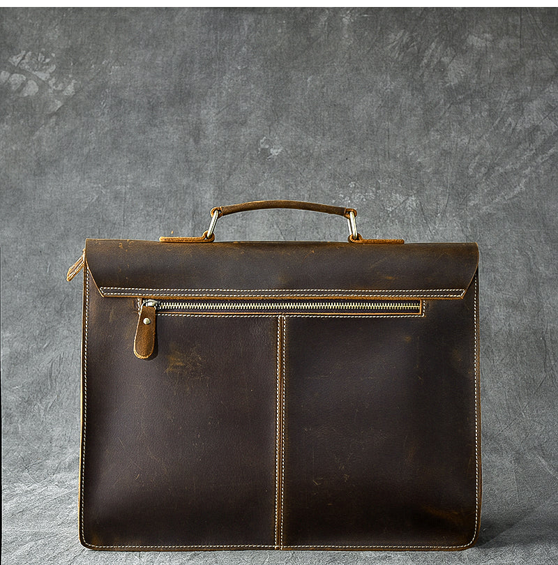 Vintage Leather Mens 14' Brown Laptop Briefcase Business Brown Briefcase For Men