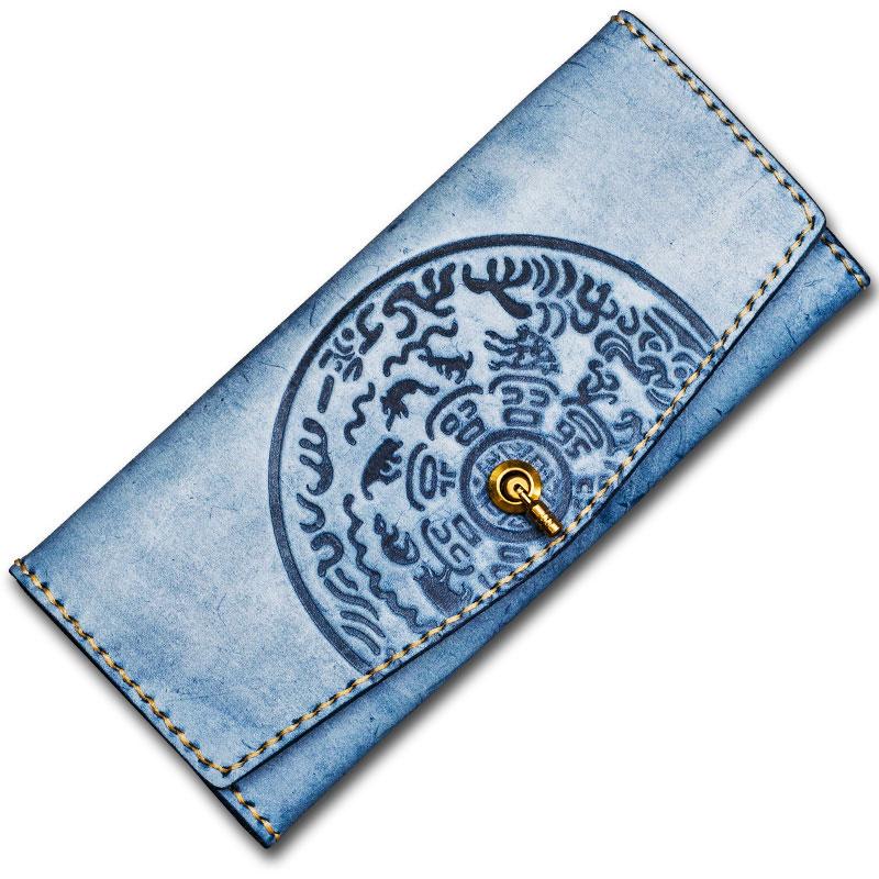 Handmade Leather Tooled Gray Women Envelope Vintage Leather Wallet Long Phone Clutch Wallets for Women