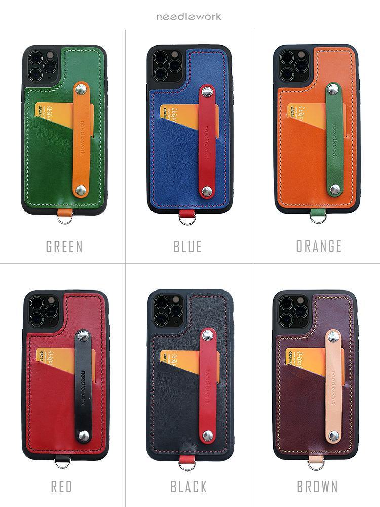 Handmade Blue Leather iPhone 11 Case with Card Holder CONTRAST COLOR iPhone 11 Leather Case