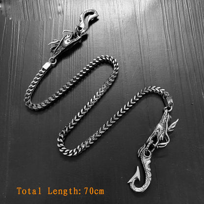 Cool Silver Dragon Steel Pants Chain Wallet Chain Long Biker wallet Chain For Men