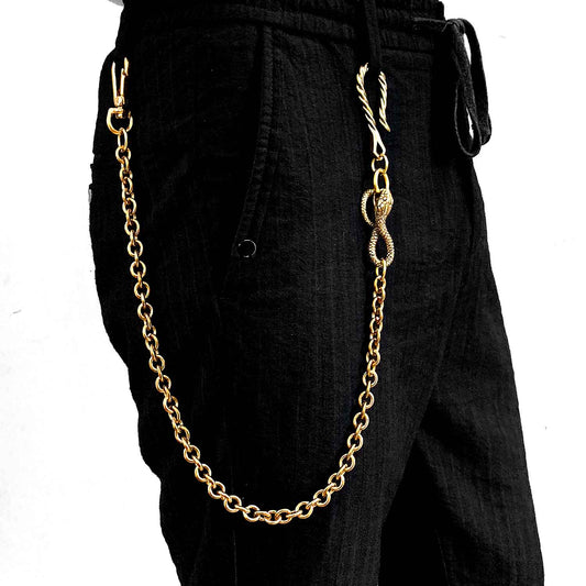 Badass Gold Snake Long Biker Wallet Chain Pants Chain Wallet Chain For Men