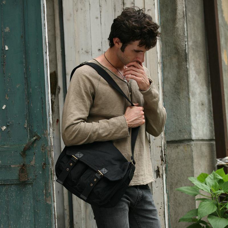 Dark Gray Canvas Messenger Bag Dark Gray Canvas Shoulder Bag Mens Cycling Bag For Men