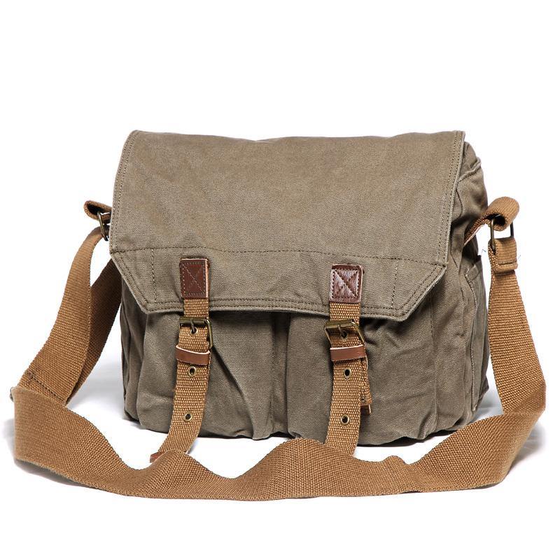 Khaki Canvas Messenger Bag Khaki Canvas Shoulder Bag Mens Cycling Bag For Men