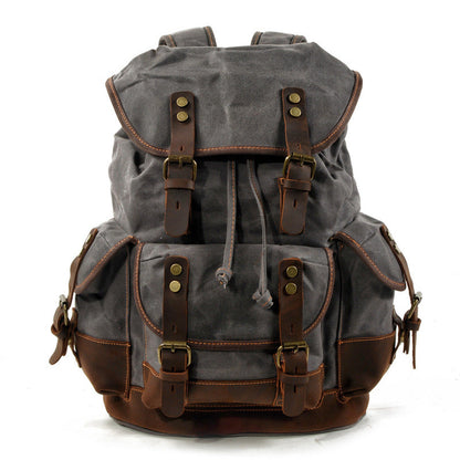 Khaki Waxed Canvas Travel Backpack Canvas Mens Khaki Laptop Backpack Hiking Backpack For Men