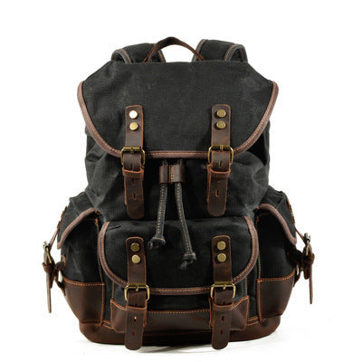 Khaki Waxed Canvas Travel Backpack Canvas Mens Khaki Laptop Backpack Hiking Backpack For Men